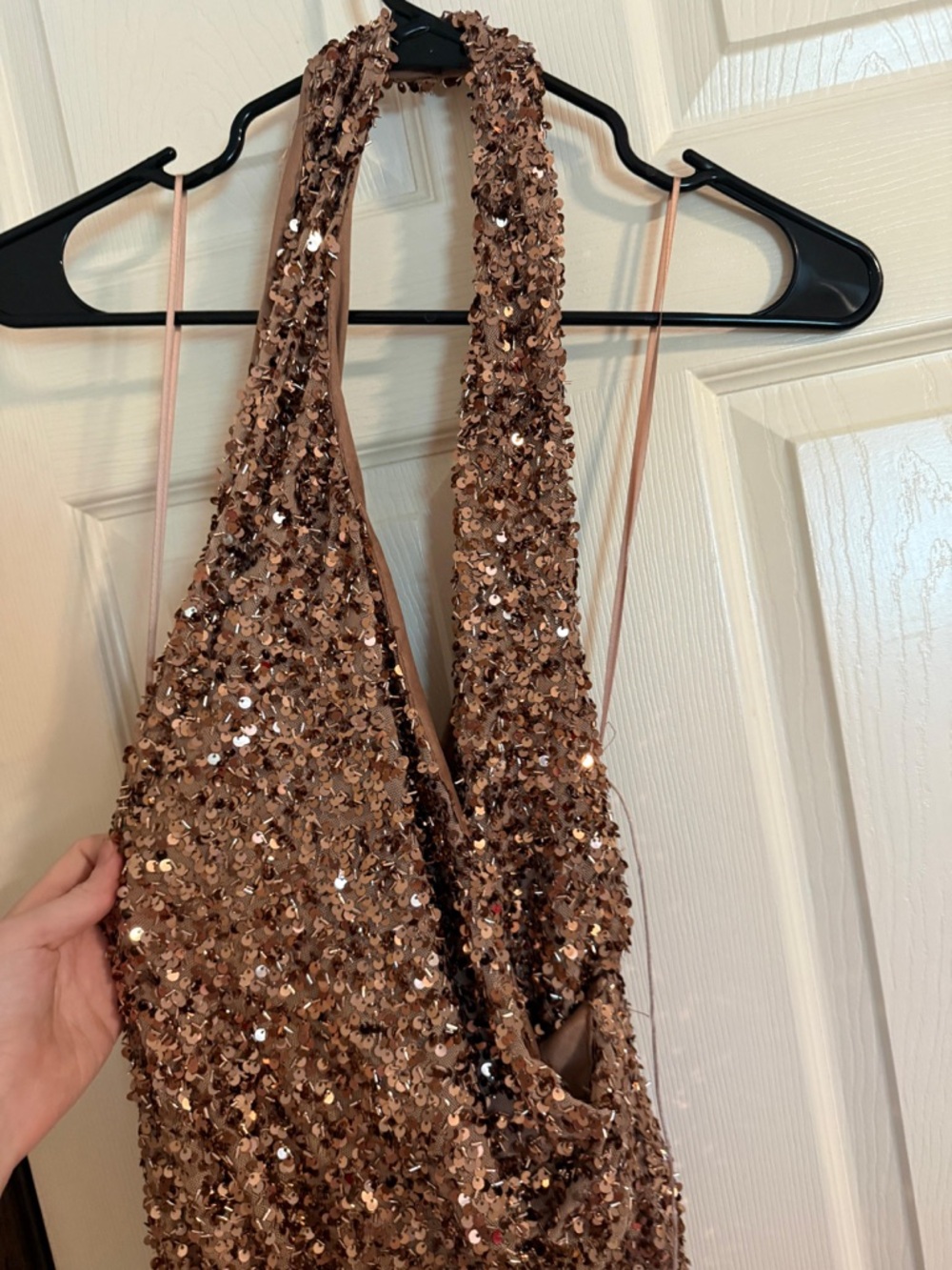 Zara Bronze Sequin Halter Maxi Dress - Picture 8 of 14